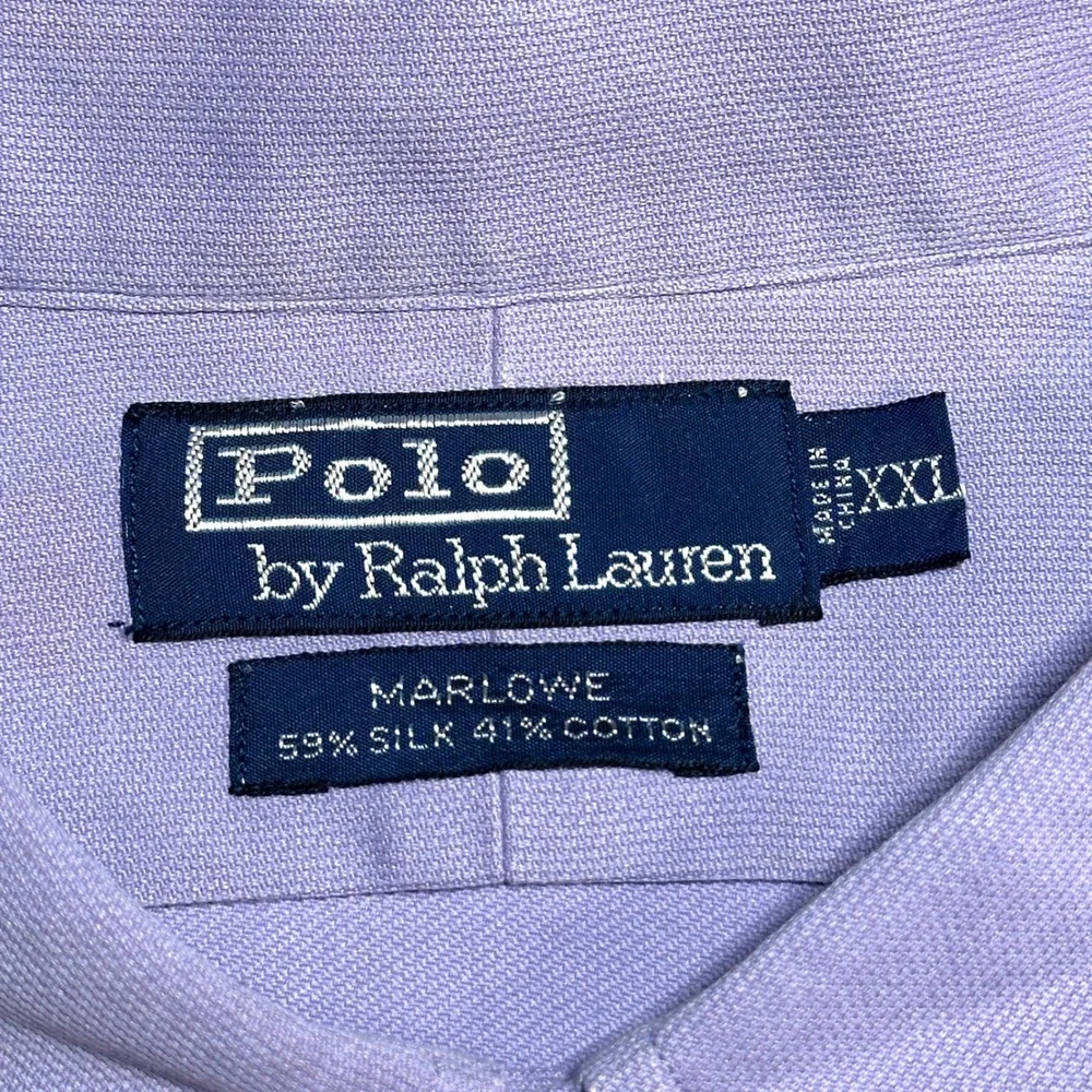 NEW Polo Ralph Lauren Button Shirt Mens 2XL Marlowe Silk Cotton‎ Lavender Purple
